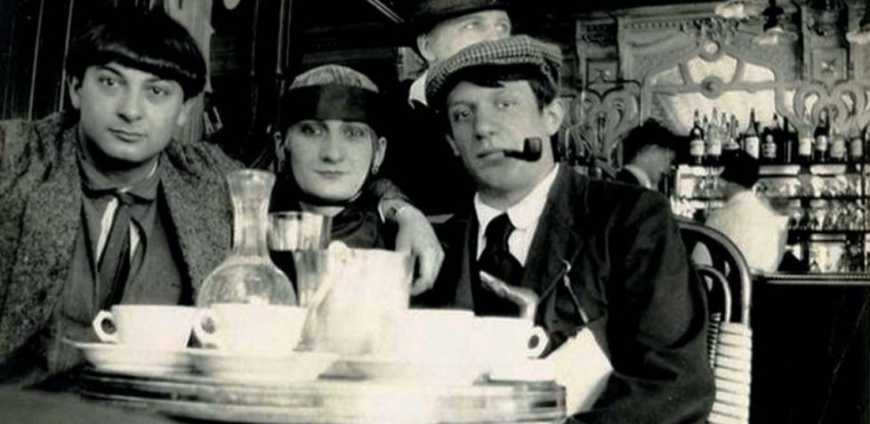 Pablo Picasso, Paquerette i Moise Kisling w Caffe La Rotonde w obiektywie Jeana Cocteau, 1916